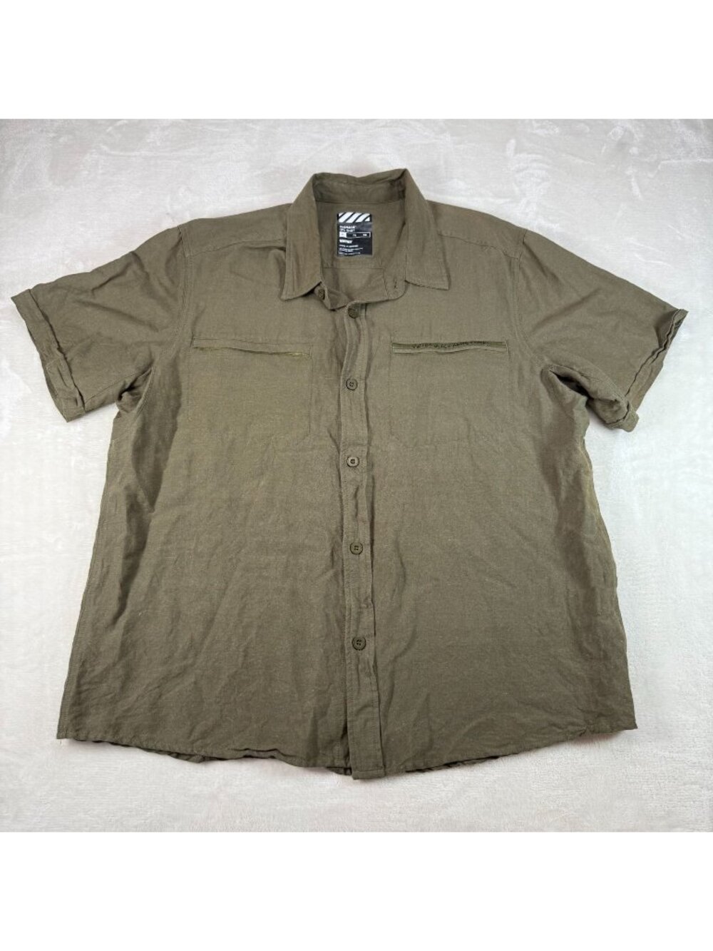 Viktos Mens XL Olive Green Tactical Button Up Shemagh Shirt Linen Blend Army Mil